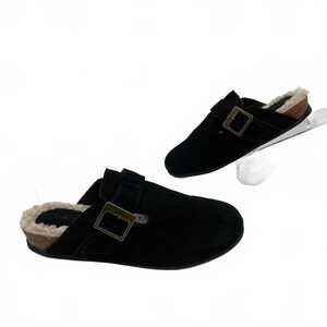Zodiac Black Suede Mule Slippers | Women’s US 6, Classic Buckle